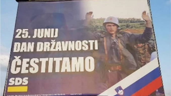 Bilbord sa zarobljenim vojnikom JNA osvanuo u Ljubljani kao čestitka za Dan državnosti