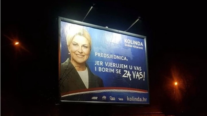 Bilbord sa Kolindom osvanuo u Subotici: Predsednica Hrvatske vodi kampanju i u Srbiji