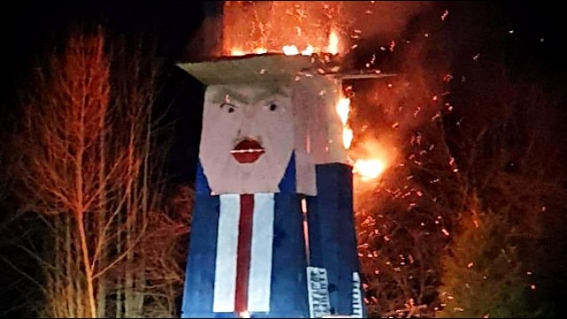 Statua Trampa spaljena u Sloveniji: Populista sa dva lica. Jedno je humano i fino, drugo je lice vampira